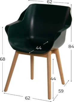 Set De 4 - Fauteuil De Salle à Manger Hartman Sophie Studio - Vert Nuit - Pied En Teck -Jardin Meubles Magasin 875x1200 3