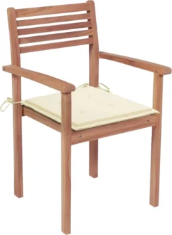 Prolenta Premium - Chaises De Jardin De Jardin 4 Pcs Avec Coussins Couleur Crème En Teck Massif -Jardin Meubles Magasin 877x1200 3