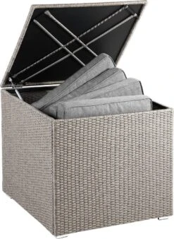 Casaria Coffre De Rangement 75x75x70cm Idéal Coussin Polyrotin Résistant Intempéries Revêtement Beige 15 Casaria Coffre De Rangement 75x75x70cm Idéal Coussin Polyrotin Résistant Intempéries Revêtement Beige -Jardin Meubles Magasin 877x1200 7