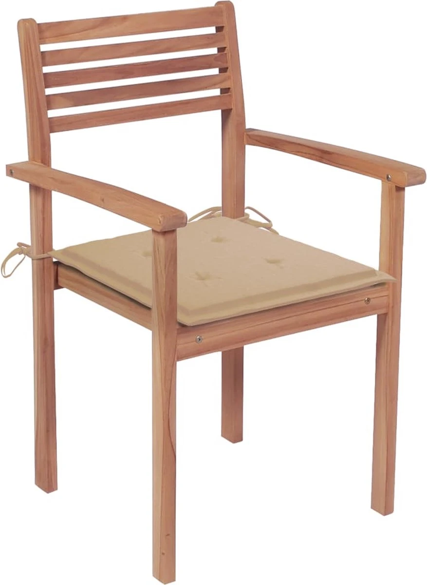 Prolenta Premium - Chaises De Jardin De Jardin 4 Pcs Avec Coussins Beiges En Teck Massif 11 Prolenta Premium - Chaises De Jardin De Jardin 4 Pcs Avec Coussins Beiges En Teck Massif – Image 11