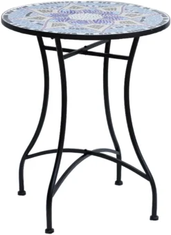 Nancy's Marrero Garden Table - Table De Balcon - Mosaïque - Desserte - Rond - Acier - Céramique - 60 X 60 X 71 Cm