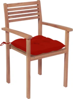 Prolenta Premium - Chaises De Jardin De Jardin 4 Pcs Avec Coussins Rouges En Teck Massif -Jardin Meubles Magasin 884x1200