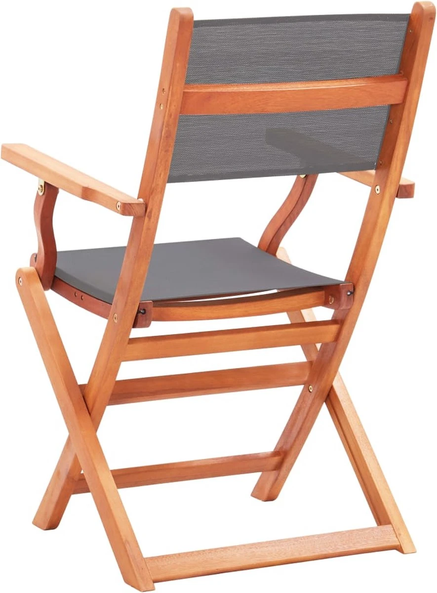 VidaLife Chaises De Jardin De Jardin Pliables 2 Pcs Bois D'eucalyptus Et Textilène Gris 5 VidaLife Chaises De Jardin De Jardin Pliables 2 Pcs Bois D'eucalyptus Et Textilène Gris – Image 5