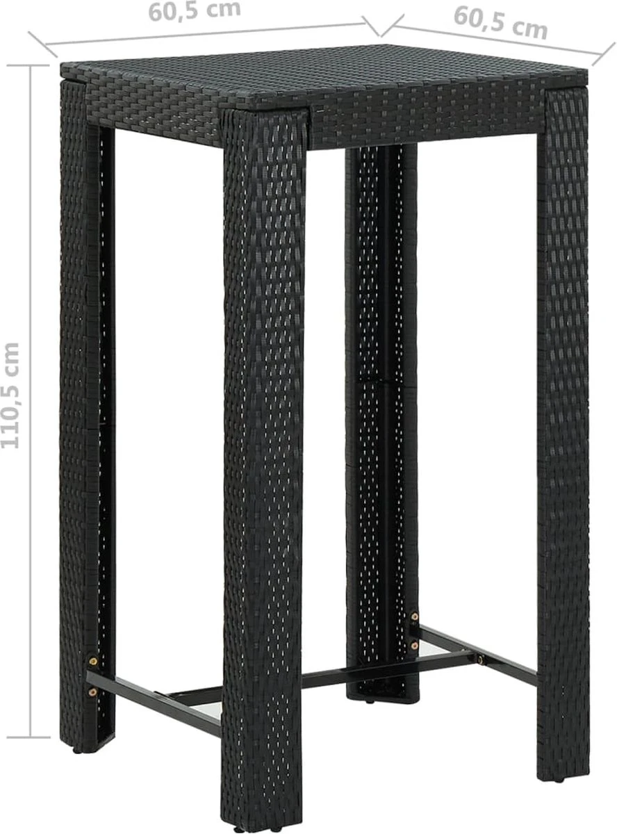 Ensemble De Bar De Jardin Premium - Ensemble De Bar De Jardin 5 Pièces Avec Coussins Poly Rotin Noir 8 Ensemble De Bar De Jardin Premium - Ensemble De Bar De Jardin 5 Pièces Avec Coussins Poly Rotin Noir – Image 8