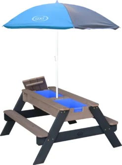 AXI Nick Table Sable Et Eau / Table Pique Nique Anthracite / Gris - Table D’eau Avec Couvercle, Boîtes De Rangement & Parasol - Table De Jeu Enfant à Eau Pour Le Jardin -Jardin Meubles Magasin 892x1200