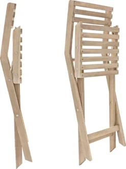 NATERIAL - Salon De Jardin Origami - Salon De Balcon Pliable - 1x Table 55x55 Cm + 2X Chaises De Jardin - 2 Personnes - Acacia -Jardin Meubles Magasin 893x1200