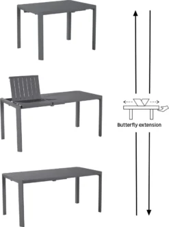 NATERIAL - Table De Jardin Rectangulaire IDAHO - Table Extensible - 110/162 X 82 X 75 Cm - 4 à 6 Personnes - Aluminium - Anthracite - Table à Manger D'extérieur - Table Extensible - Table De Jardin - Extensible -Jardin Meubles Magasin 896x1200 1