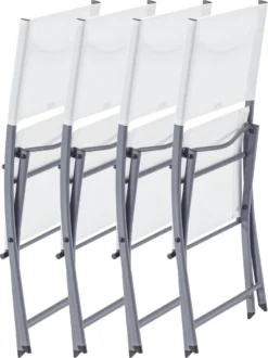 NATERIAL - Set De 4 Chaises De Jardin EMYS Avec Accoudoirs - Fauteuil Pliant - Fauteuil De Jardin - Pliable - Chaises De Terrasse - Chaises De Salle à Manger - Acier - Textilène - Wit 9 NATERIAL - Set De 4 Chaises De Jardin EMYS Avec Accoudoirs - Fauteuil Pliant - Fauteuil De Jardin - Pliable - Chaises De Terrasse - Chaises De Salle à Manger - Acier - Textilène - Wit -Jardin Meubles Magasin 897x1200 3