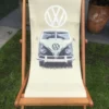 Chaise De Plage-impression - Chaise De Plage Pliable Volkswagen Camper - Chaise Pliante - Réglable - Tissu Et Bois D'acacia FSC Haute Qualité