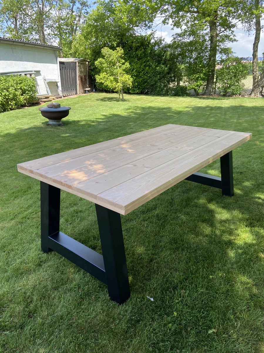 Table De Jardin / Table à Manger Industrielle Douglas 260cm Avec Cadre En A Noir Mat Pour L'intérieur Et L'extérieur 8 Table De Jardin / Table à Manger Industrielle Douglas 260cm Avec Cadre En A Noir Mat Pour L'intérieur Et L'extérieur – Image 8