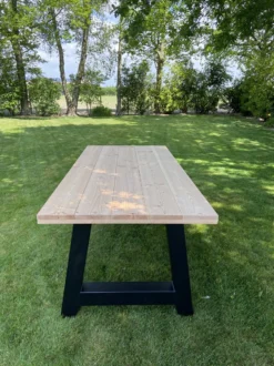 Table De Jardin / Table à Manger Industrielle Douglas 160cm Avec Cadre En A Noir Mat Pour L'intérieur Et L'extérieur -Jardin Meubles Magasin 899x1200 16