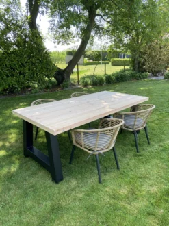 Table De Jardin / Table à Manger Industrielle Douglas 180cm Avec Cadre En A Noir Mat Pour L'intérieur Et L'extérieur -Jardin Meubles Magasin 899x1200 30