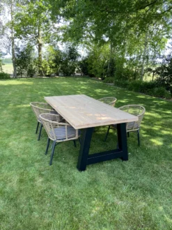 Table De Jardin / Table à Manger Industrielle Douglas 180cm Avec Cadre En A Noir Mat Pour L'intérieur Et L'extérieur -Jardin Meubles Magasin 899x1200 31
