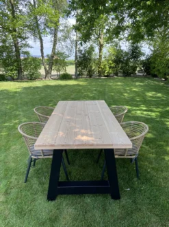 Table De Jardin / Table à Manger Industrielle Douglas 180cm Avec Cadre En A Noir Mat Pour L'intérieur Et L'extérieur -Jardin Meubles Magasin 899x1200 34