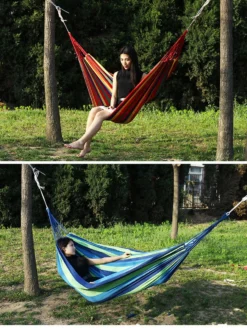 Hamac XL - 2 Personnes - Hamac Double En Toile Robuste - Blauw - Vert - Rayé - Dans Un Sac De Rangement + Cordes De Fixation - Résistant Aux Intempéries - Hamac - Plein Air - Camping - Été - 20 Hamac XL - 2 Personnes - Hamac Double En Toile Robuste - Blauw - Vert - Rayé - Dans Un Sac De Rangement + Cordes De Fixation - Résistant Aux Intempéries - Hamac - Plein Air - Camping - Été - -Jardin Meubles Magasin 904x1200