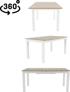 NATERIAL - Table De Jardin Rectangulaire SAN DIEGO - Table Extensible - 156/220 X 90 X 74 Cm - 6 à 8 Personnes - Aluminium - Eucalyptus FSC - Wit - Table à Manger D'extérieur - Table Extensible - Extensible -Jardin Meubles Magasin 915x1200 4