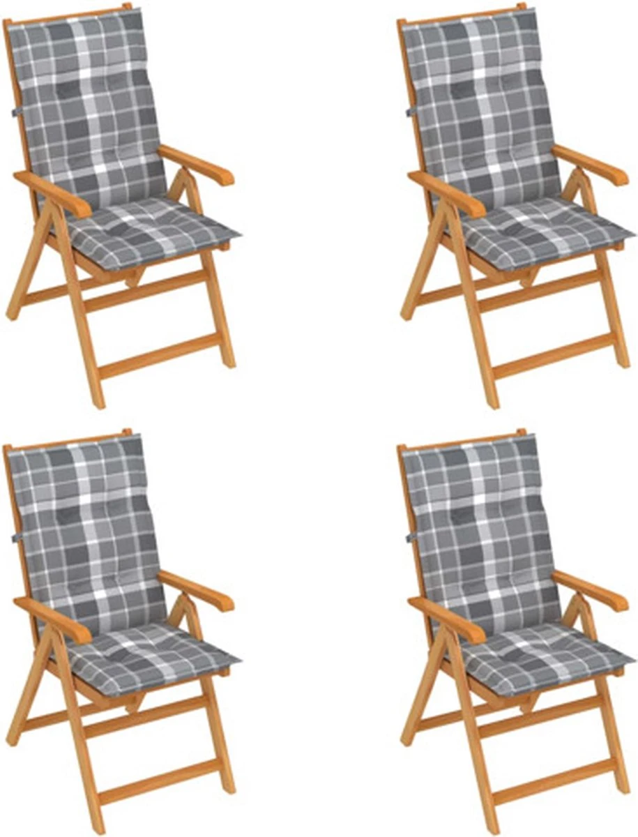 VidaXL Chaises De Jardin De Jardin 4 Pièces Avec Coussins à VidaXL Gris Teck Massif 1 VidaXL Chaises De Jardin De Jardin 4 Pièces Avec Coussins à VidaXL Gris Teck Massif