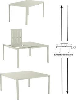 NATERIAL - Table De Jardin IDAHO - Table Extensible - 97/149 X 149 X 76 Cm - 6 à 8 Personnes - Aluminium - Beige - Table à Manger D'extérieur - Table Extensible - Table De Jardin - Extensible -Jardin Meubles Magasin 917x1200 1