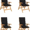 Prolenta Premium - Chaises De Jardin 4 Pcs Réglables Avec Coussins En Teck Massif