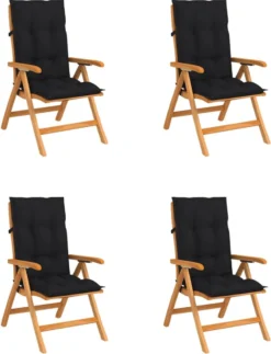 Prolenta Premium - Chaises De Jardin 4 Pcs Réglables Avec Coussins En Teck Massif