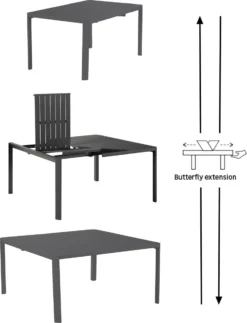 NATERIAL - Table De Jardin IDAHO - Table Extensible - 97/149 X 149 X 76 Cm - 6 à 8 Personnes - Aluminium - Anthracite - Gris Foncé - Table à Manger D'extérieur - Table Extensible - Table De Jardin - Extensible -Jardin Meubles Magasin 918x1200 2