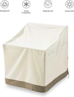 Lumaland - Housse De Protection Pour Mobilier De Jardin - Housse étanche Pour Chaise De Jardin Profonde Fauteuil De Jardin Standard - 102 (H) X 64 (L) X 79 (P) Cm - Oxford 600D 280 G / M² - Beige