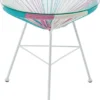 Vente-unique Table De Jardin En Fils De Résine Tressés - Rose, Bleu, Blanc - ALIOS L 53 Cm X H 50 Cm X P 53 Cm