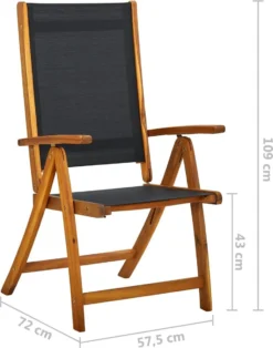 VidaLife Chaises De Jardin De Jardin Pliables 2 Pcs Bois D'acacia Massif Et Textilène -Jardin Meubles Magasin 944x1200