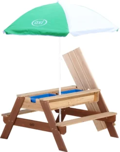 AXI Nick Table Sable Et Eau / Table Pique Nique Marron - Table D’eau Avec Couvercle & Boîtes De Rangement - Table De Jeu à Eau Enfant Pour Le Jardin
