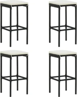La Dolce Vita - Table De Jardin 5 Pièces Avec Chaises - Meuble Bar - Meuble Bar - Meuble D'angle Bar - Table Haute Avec Tabourets - Ensemble Bistro Avec Table Et Chaises Avec Coussins Poly Rotin Noir -Jardin Meubles Magasin 952x1200 1