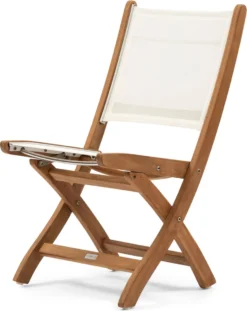 Riviera Maison Chaise De Jardin Sans Accoudoir - Gili Plein Air Dining Chair - Teck, Batyline - Wit -Jardin Meubles Magasin 952x1200