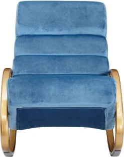 Nancy's Nephi Relax Armchair - Chaise Longue - Chaise Berçante - Fonction D'inclinaison - Fauteuil - Chaise Longue à Bascule - Chaise Longue - Blauw - Or - Velours -Jardin Meubles Magasin 953x1200 5