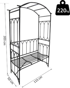 Outsunny Rose Support D'arc De Rose Avec Banc Banc Philosophe Banc Tonnelle Banc De Jardin 84B-245 -Jardin Meubles Magasin 956x1200