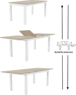 NATERIAL - Table De Jardin Rectangulaire SAN DIEGO - Table Extensible - 156/220 X 90 X 74 Cm - 6 à 8 Personnes - Aluminium - Eucalyptus FSC - Wit - Table à Manger D'extérieur - Table Extensible - Extensible -Jardin Meubles Magasin 958x1200