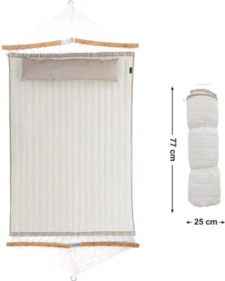 SONGMICS Hamac Pour 2 Personnes, Rembourré, Avec Tiges De Bambou Pliées Séparables, Avec Kussen, Tissu Oxford, 200 X 140 Cm, Charge Jusqu'à 225 Kg, Blanc Crème-beige GDC34BE -Jardin Meubles Magasin 959x1200