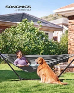 SONGMICS Hamac Pour 2 Personnes 210 X 150 Cm Charge Maximale 300 Kg Pour Terrasse, Balcon, Jardin, Extérieur, Y Compris Sac De Transport, Sangles De Fixation Et Mousqueton -Jardin Meubles Magasin 960x1200 2