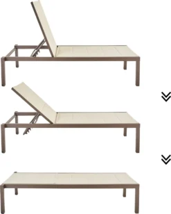 Set - Lot De 2 Chaises Longues AQUILA - 2 Chaises De Jardin à Roulettes - Chargeable Jusqu'à 160 Kg - 200x75x36 Cm - Empilables - Chaises Longues - Aluminium - Textilène - Moka -Jardin Meubles Magasin 962x1200 1