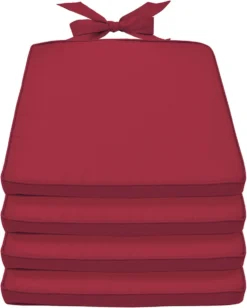 Chaise Beautissu Coussin Set De 4 Coussins D'assise D' Extérieur 45x40x5 Cm - Rouge - Coussin De Siège Avec Le Ruban - Pia