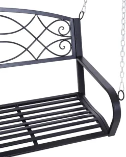 Banc Suspendu Atascadero De Nancy's - Banc 2 Places - Banc De Jardin - Banc Balançoire - Colliers - Métal - Zwart - 132 X 63 X 58 Cm -Jardin Meubles Magasin 963x1200 1