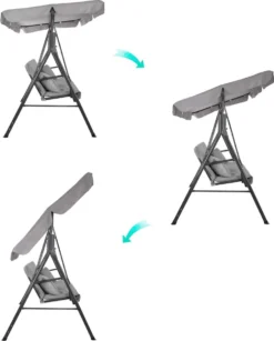 Balancelle | Luna-Balançoire | 3 Places | Imperméable à L'eau | Comprend 2 Coussins | Auvent Réglable | 170 X 110 X 150 Cm | Gris 35 Balancelle | Luna-Balançoire | 3 Places | Imperméable à L'eau | Comprend 2 Coussins | Auvent Réglable | 170 X 110 X 150 Cm | Gris -Jardin Meubles Magasin 964x1200 1