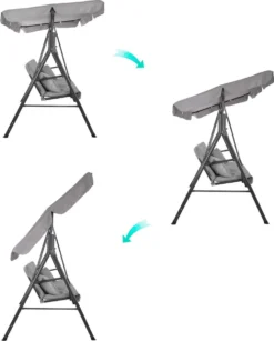 Banc De Balançoire Springos | Luna-Balançoire | 3 Places | Imperméable à L'eau | Comprend 2 Coussins | Auvent Réglable | 170 X 110 X 150 Cm | Gris 39 Banc De Balançoire Springos | Luna-Balançoire | 3 Places | Imperméable à L'eau | Comprend 2 Coussins | Auvent Réglable | 170 X 110 X 150 Cm | Gris -Jardin Meubles Magasin 964x1200 2