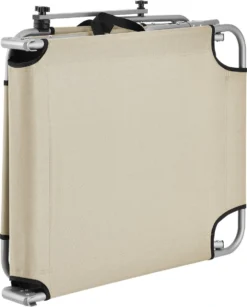 Chaise Longue - Chaise Longue - Set De 2 Pièces - Pliable - Tissu & Acier - Couleur Beige & Argent - Dimensions (LxlxH) 186 X 55 X 24 Cm -Jardin Meubles Magasin 967x1200