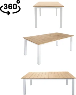 NATERIAL - Table De Jardin Rectangulaire SAN DIEGO - 200 X 100 X 75 Cm - 6 Personnes - Aluminium - FSC Eucalyptus - Wit - Table à Manger D'extérieur - Table Extensible - Rallonge -Jardin Meubles Magasin 969x1200