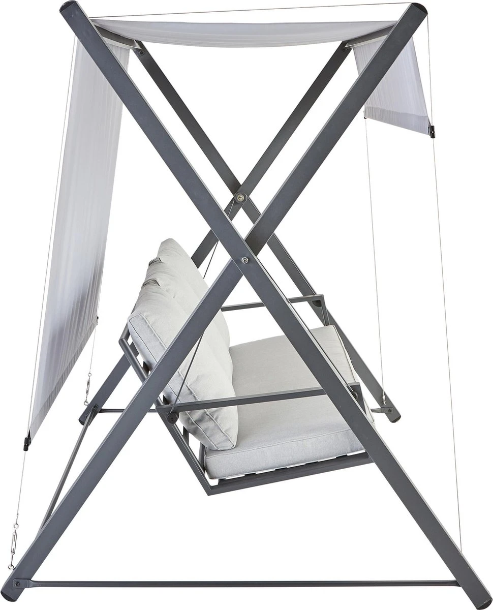 NATERIAL - Balançoire De Jardin ODYSSEA - Balançoire 3 Places - Store Coulissant - Avec Coussins - Acier - Grijs Et Gris Clair - Banc Balançoire - Balançoire Hollywood 3 NATERIAL - Balançoire De Jardin ODYSSEA - Balançoire 3 Places - Store Coulissant - Avec Coussins - Acier - Grijs Et Gris Clair - Banc Balançoire - Balançoire Hollywood – Image 3