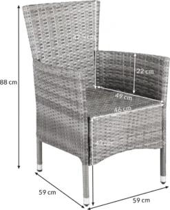 Casaria Set De 2 Chaises De Jardin De Jardin Polyrotin Coussins 7cm Empilables Grijs -Jardin Meubles Magasin 972x1200 1