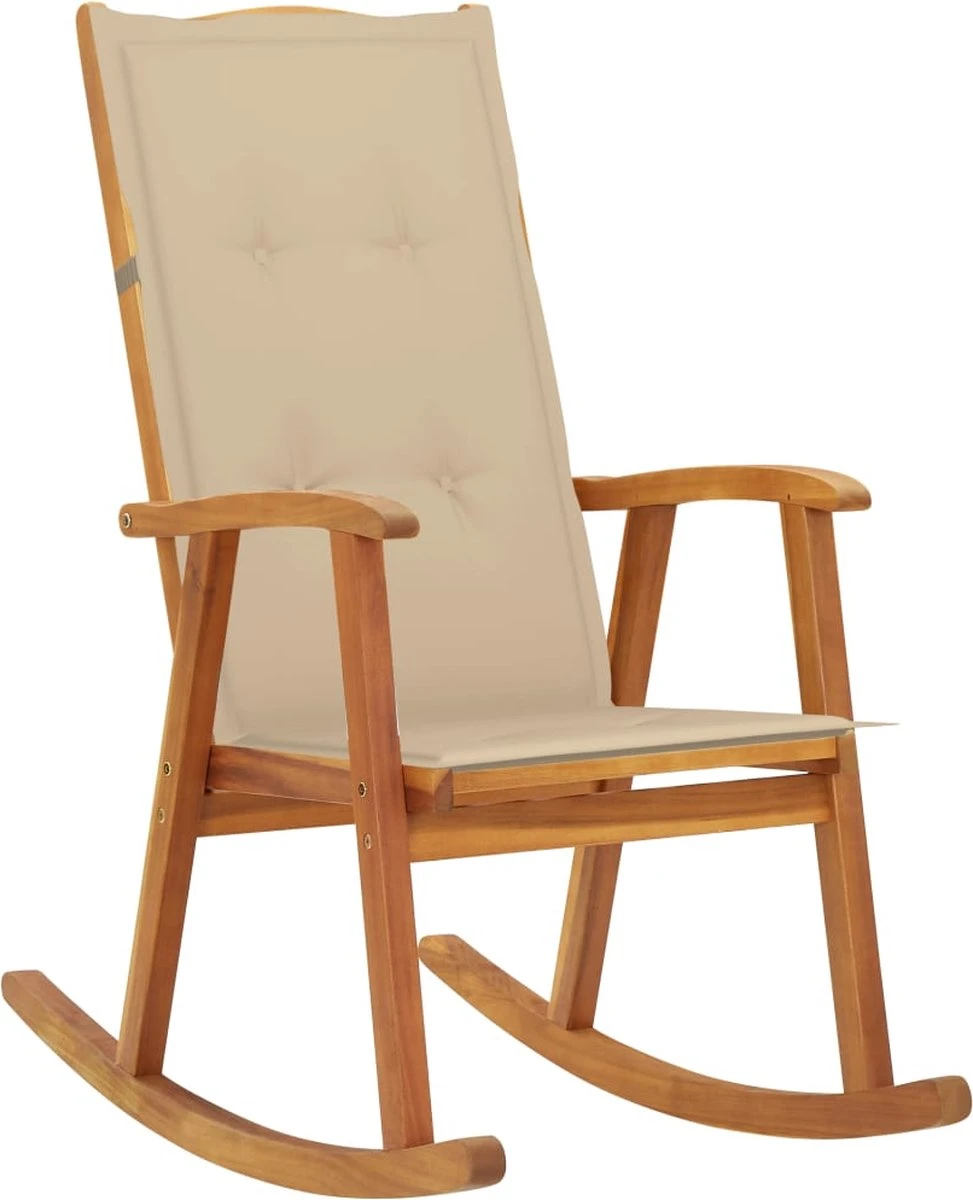 Prolenta Premium - Chaise à Bascule - Chaise à Bascule Avec Coussins En Bois D'acacia Massif - Beige - Balançoire 1 Prolenta Premium - Chaise à Bascule - Chaise à Bascule Avec Coussins En Bois D'acacia Massif - Beige - Balançoire