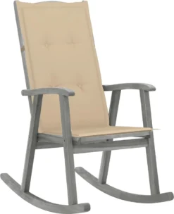 Prolenta Premium - Chaise à Bascule - Chaise à Bascule Avec Coussins En Bois D'acacia Massif Gris - Grijs - Balançoire