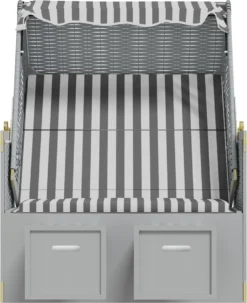 La Dolce Vita - Chaise De Plage Avec Baldaquin Poly Rotin Et Bois Massif Gris Et Blanc -Jardin Meubles Magasin 977x1200