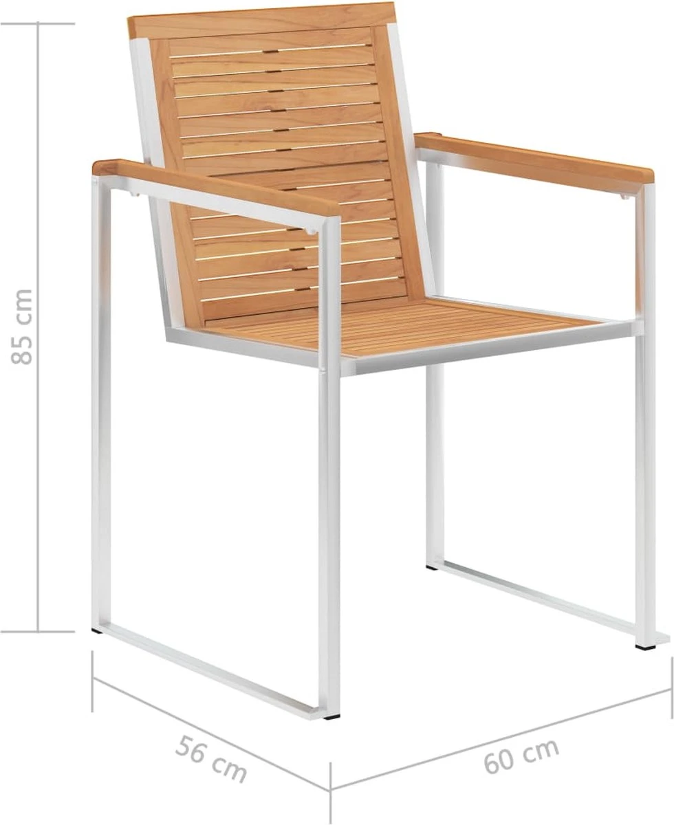 Prolenta Premium - Chaises De Jardin De Jardin 2 Pcs Teck Massif Et Acier Inoxydable 4 Prolenta Premium - Chaises De Jardin De Jardin 2 Pcs Teck Massif Et Acier Inoxydable – Image 4