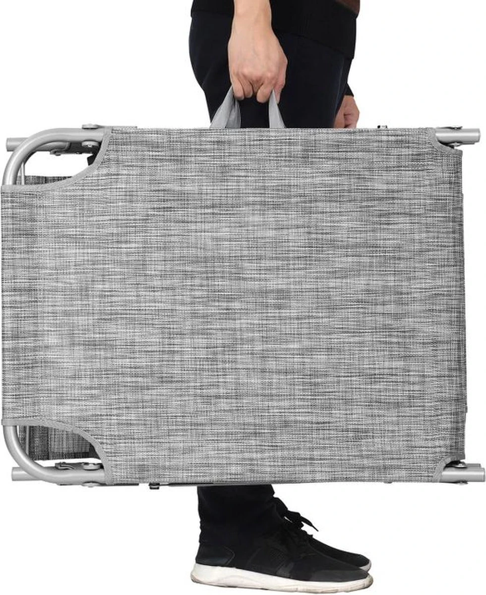 IN.HOMEXL Chaises De Jardin Pliables Lenox - Chaises De Jardin Chaises Longues - Oreiller Et Toit Ouvrant - Dossier Réglable - Métal - 150 Kg Chargeable - Grijs 2 IN.HOMEXL Chaises De Jardin Pliables Lenox - Chaises De Jardin Chaises Longues - Oreiller Et Toit Ouvrant - Dossier Réglable - Métal - 150 Kg Chargeable - Grijs – Image 2